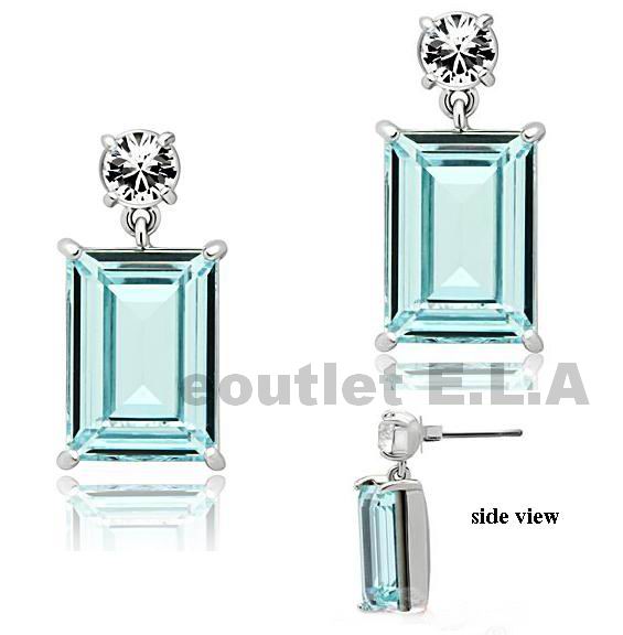 22x11mm LIGHT BLUE SWAROVSKI CRYSTAL EARRINGS